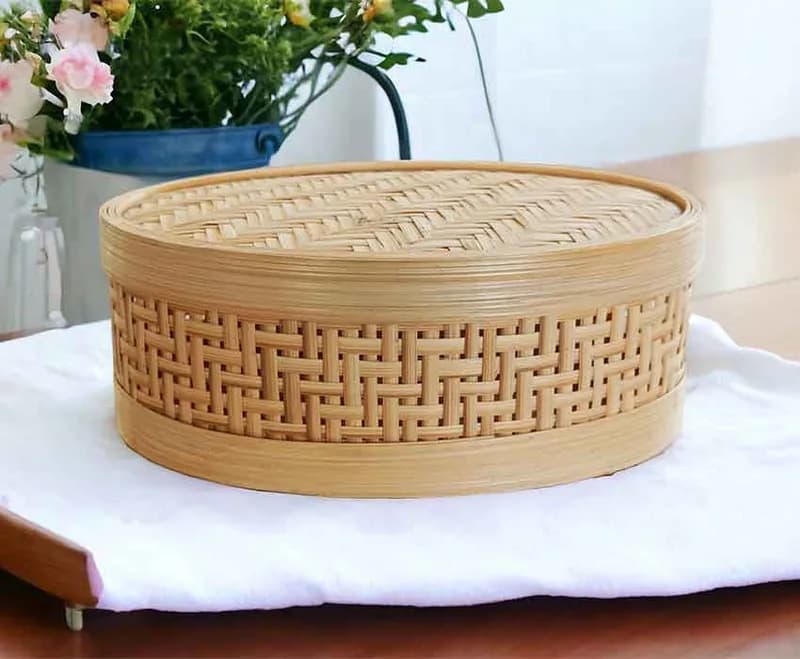 Bamboo Made Roti Basket With Lid